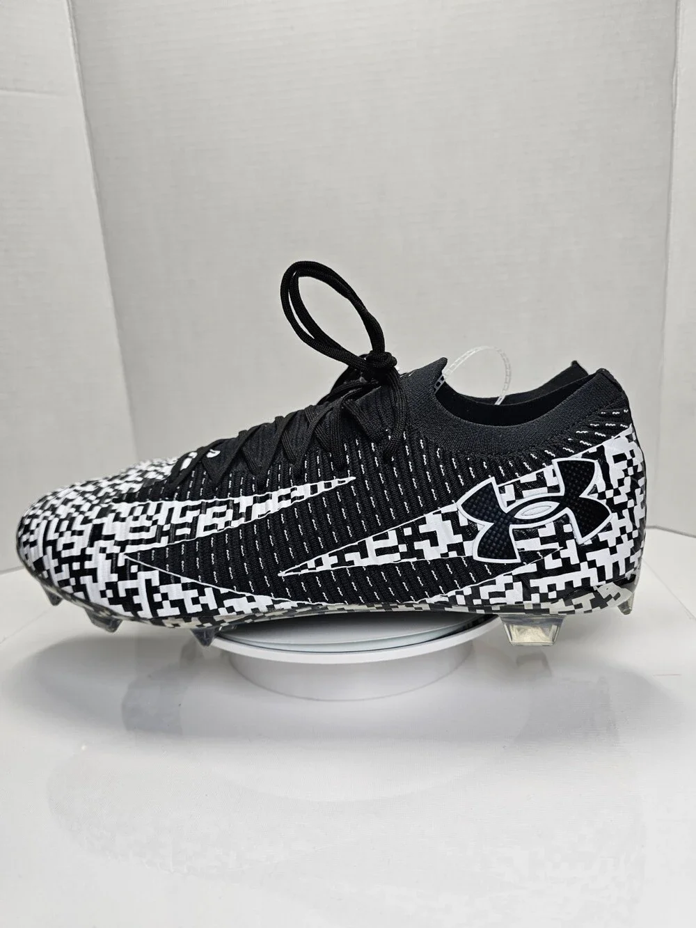 Men's 14 Under Armour Shadow Elite 3 FG 'QR Code' Soccer Cleats Black White